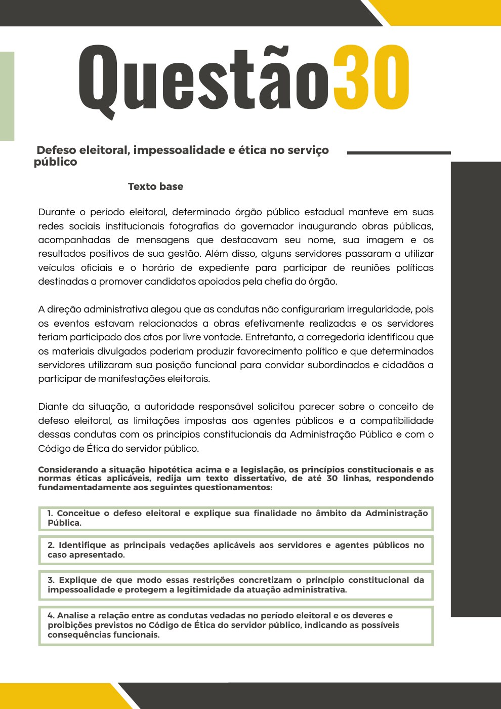 Primeira página original do PDF da questão 30: Defeso eleitoral e impessoalidade