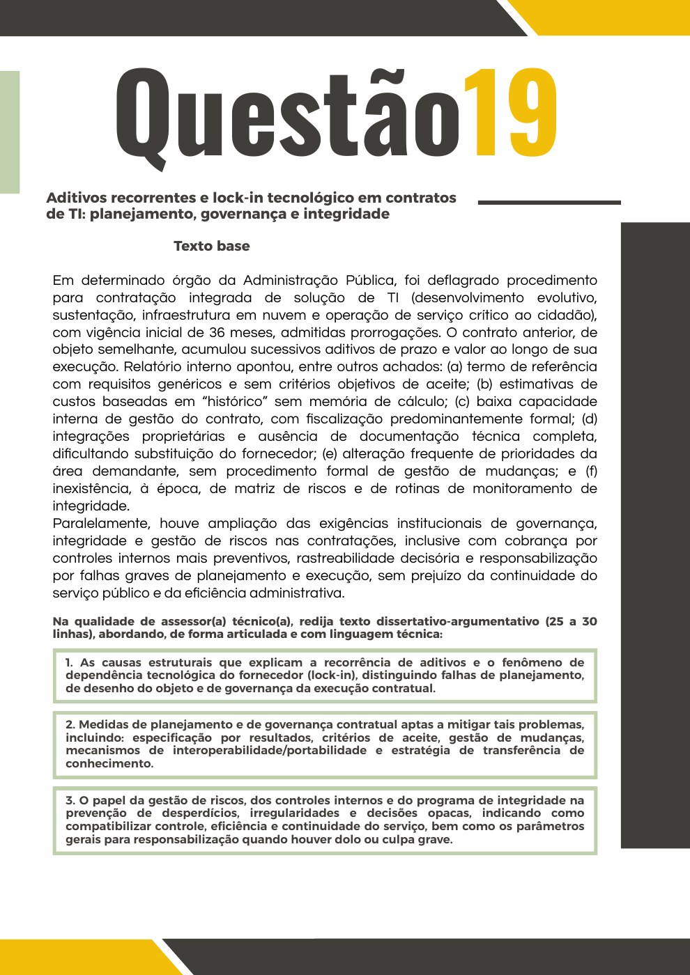 Primeira página original do PDF da questão 19: Contratos de TI e dependência tecnológica