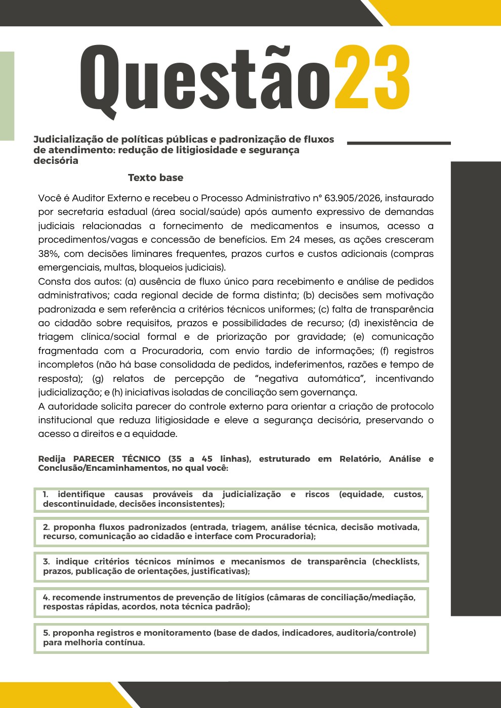 Primeira página original do PDF da questão 23: Judicialização e fluxos de atendimento